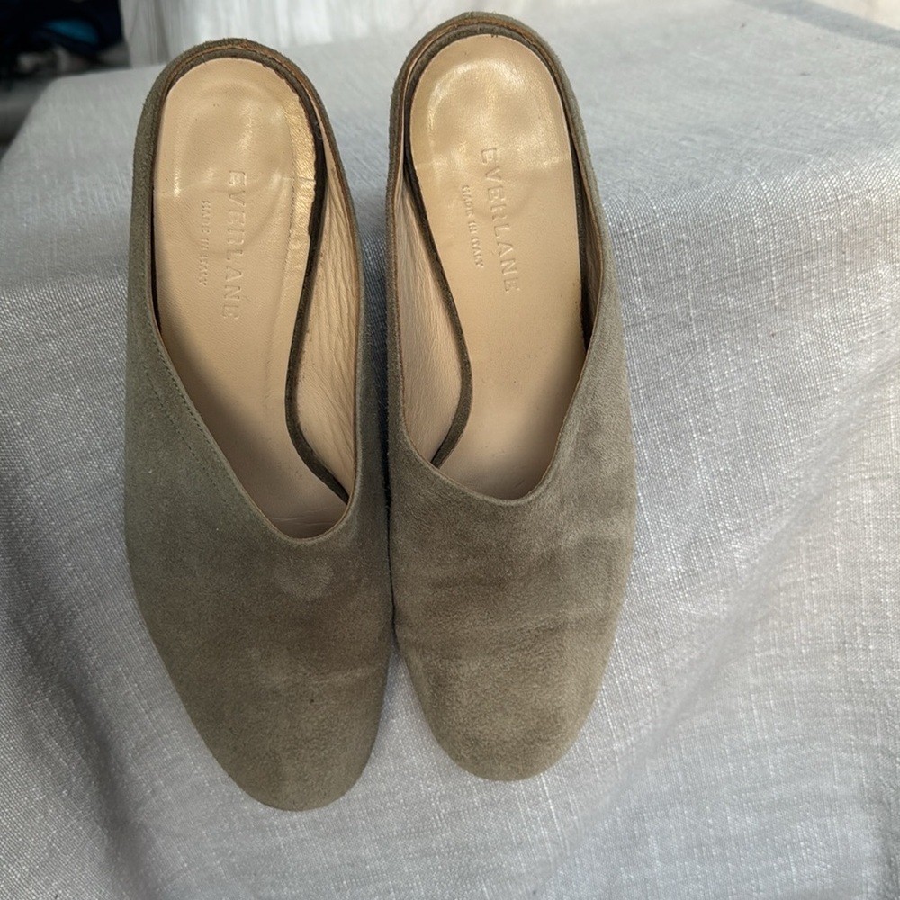 Everlane The Day Heel Olive Green Suede Sz 81/2 - Picture 6 of 10